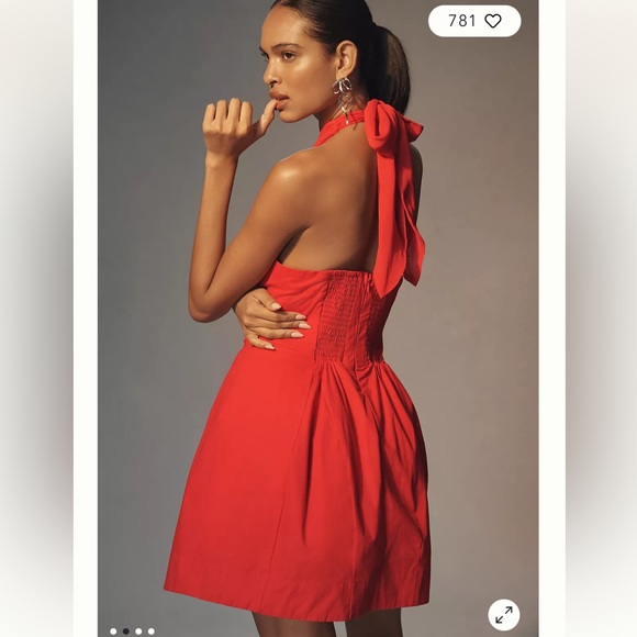 Anthropologie Maeve Twist Halter Tie-Neck Mini Dress in Red, Size Large, NWT - Picture 10 of 17